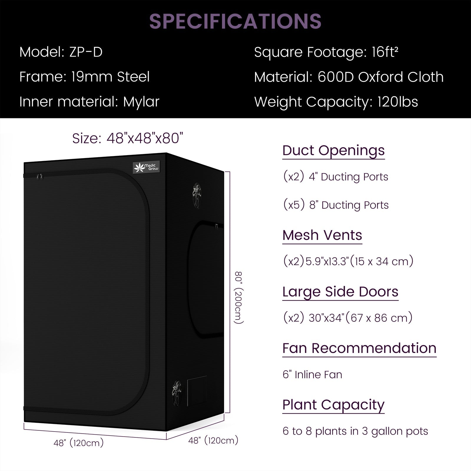 Medic Grow Fold-800 Led Grow Light & 4'X4' (48