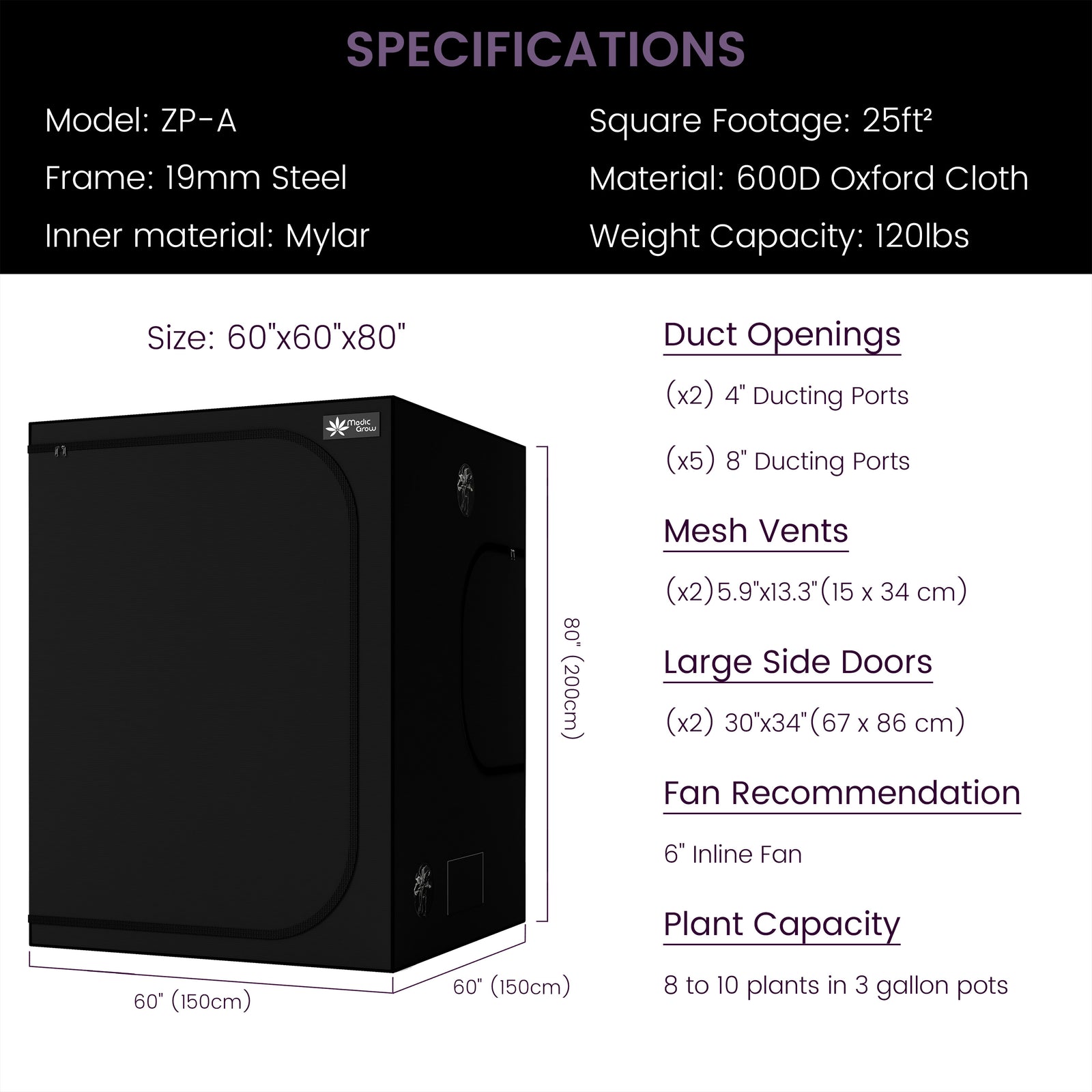 Lampe de culture à LED Medic Grow Flex-800 et kit de culture à LED 150x150 800 watts