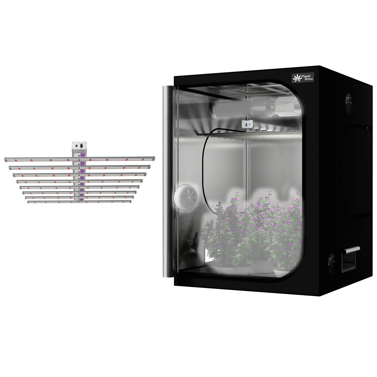 Medic Grow Ez-8 LED Grow Light & 5'X5' (60"x60"x80") Best Grow Tents Kits 1000 Watt Full Spectrum